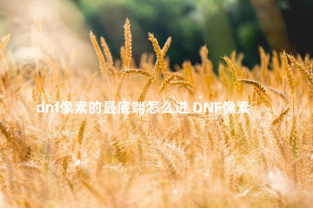 dnf像素的最底端怎么进 DNF像素的最底端怎么进